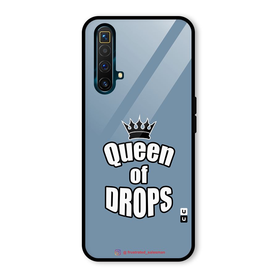Queen of Drops SteelBlue Glass Back Case for Realme X3