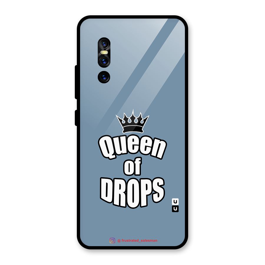 Queen of Drops SteelBlue Glass Back Case for Vivo V15 Pro