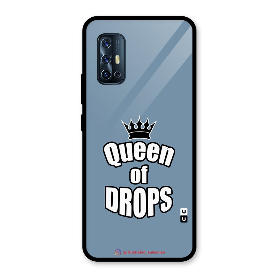 Queen of Drops SteelBlue Glass Back Case for Vivo V17
