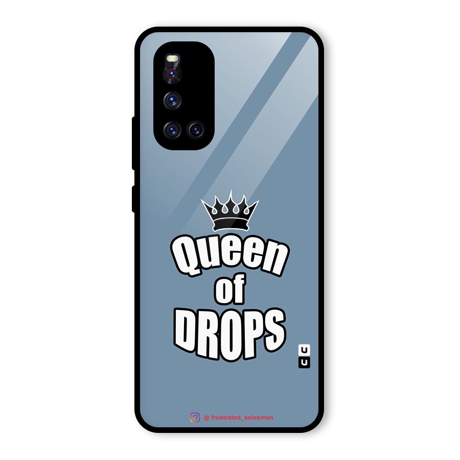 Queen of Drops SteelBlue Glass Back Case for Vivo V19
