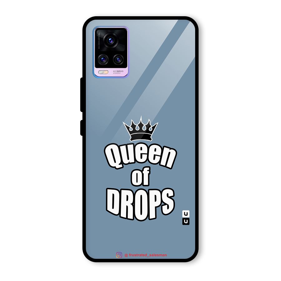 Queen of Drops SteelBlue Glass Back Case for Vivo V20 Pro
