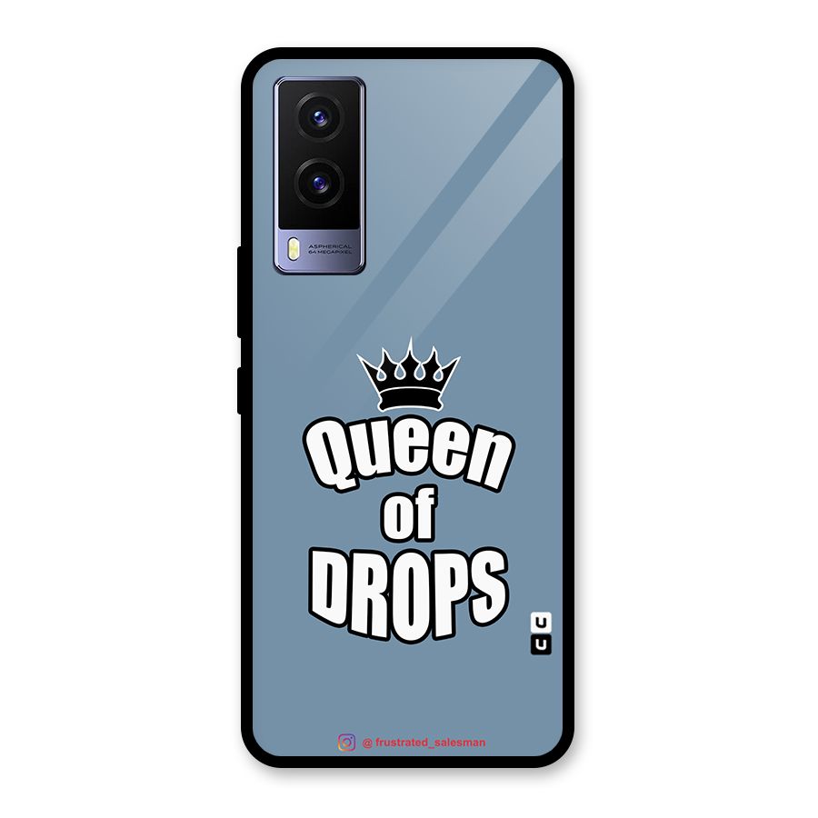 Queen of Drops SteelBlue Glass Back Case for Vivo V21e 5G