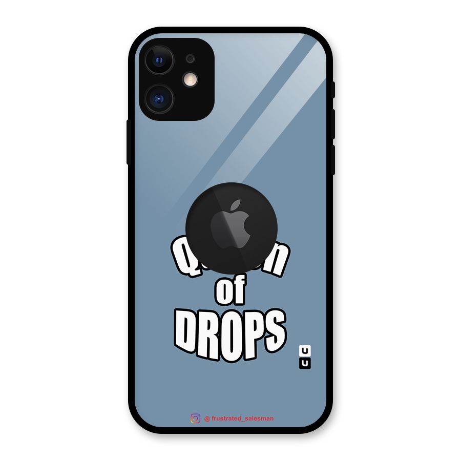 Queen of Drops SteelBlue Glass Back Case for iPhone 11 Logo Cut