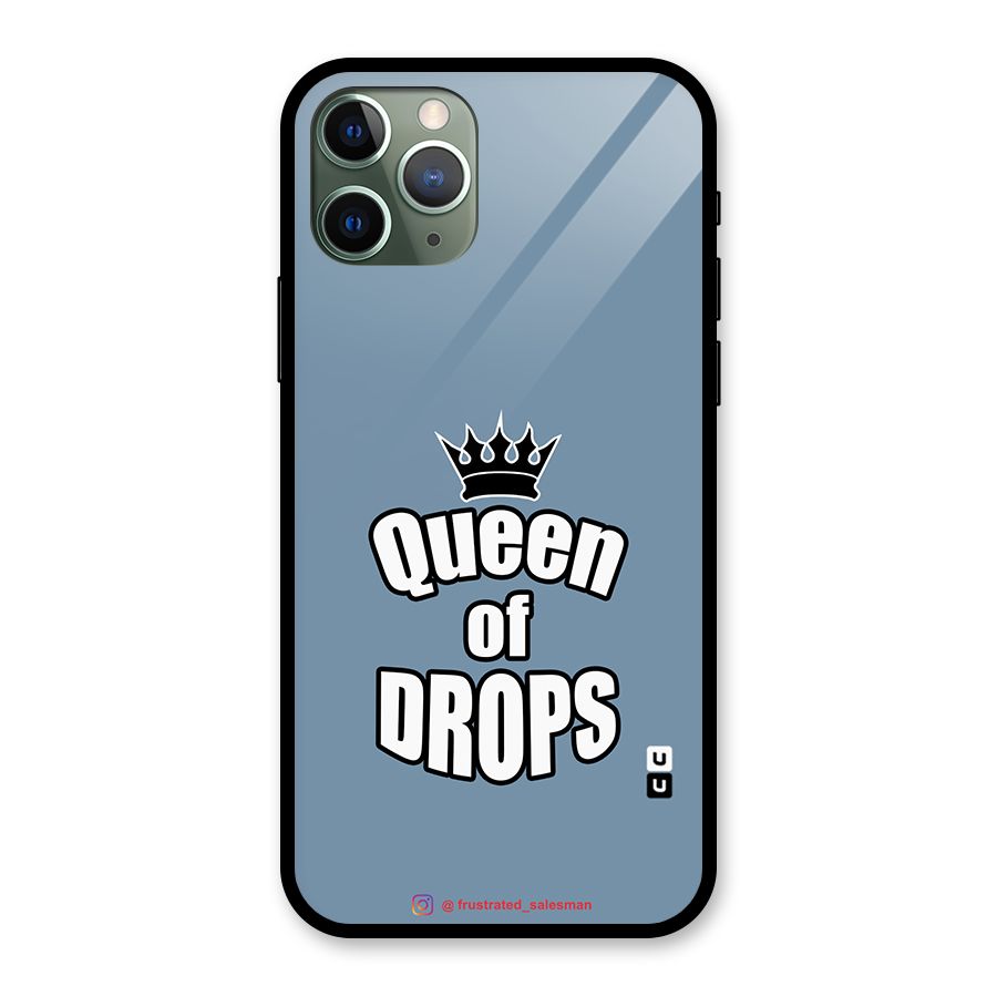 Queen of Drops SteelBlue Glass Back Case for iPhone 11 Pro