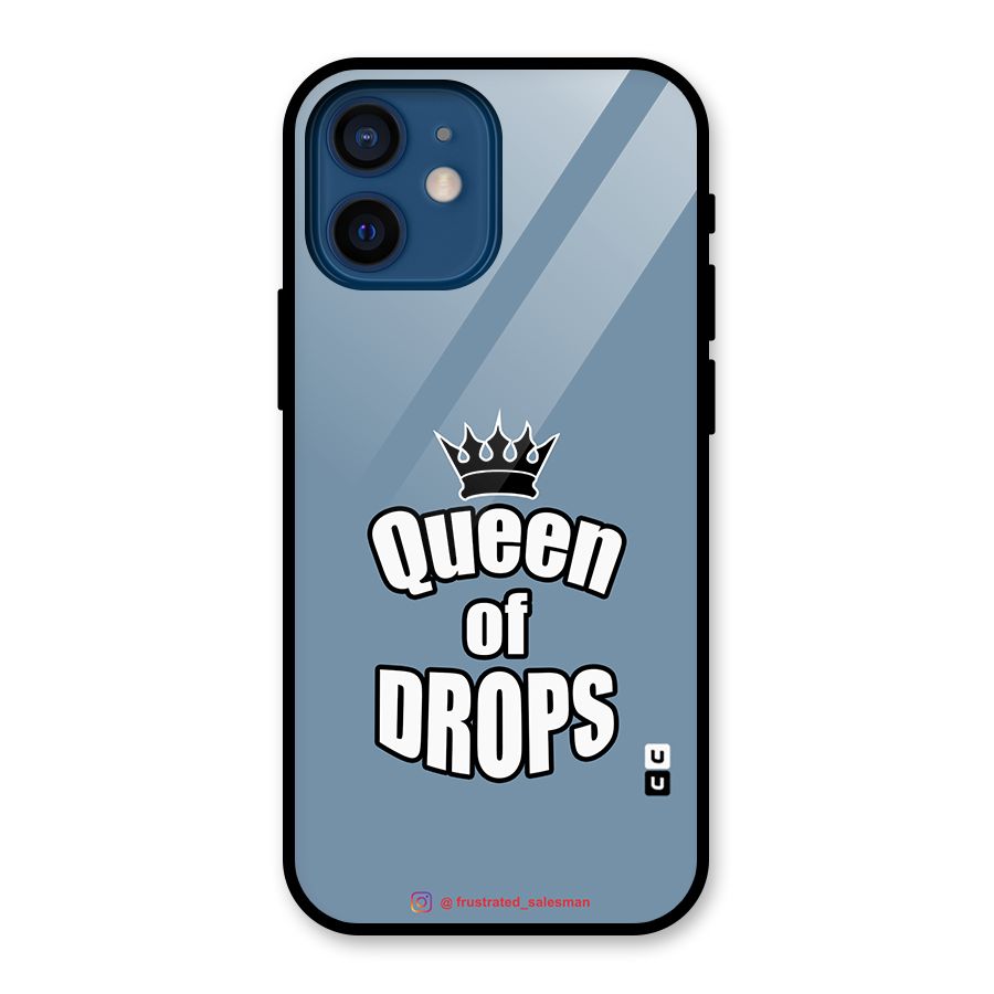 Queen of Drops SteelBlue Glass Back Case for iPhone 12 Mini