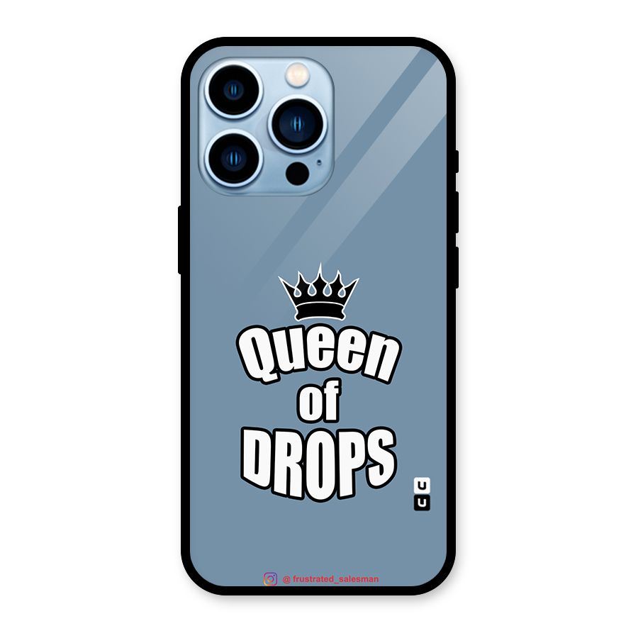 Queen of Drops SteelBlue Glass Back Case for iPhone 13 Pro