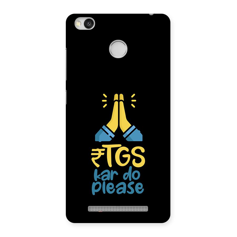 RTGS Kar Do Please Black Back Case for Redmi 3S Prime