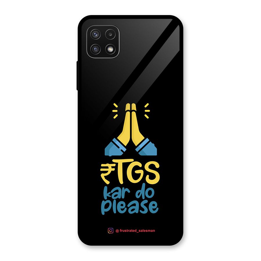 RTGS Kar Do Please Black Glass Back Case for Galaxy A22 5G
