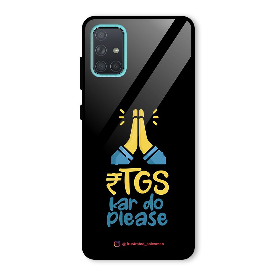 RTGS Kar Do Please Black Glass Back Case for Galaxy A71