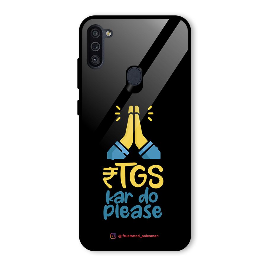 RTGS Kar Do Please Black Glass Back Case for Galaxy M11