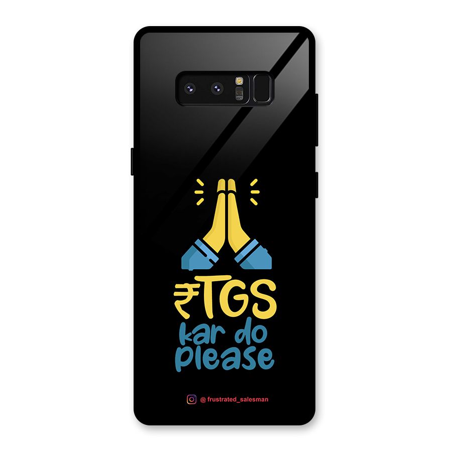 RTGS Kar Do Please Black Glass Back Case for Galaxy Note 8
