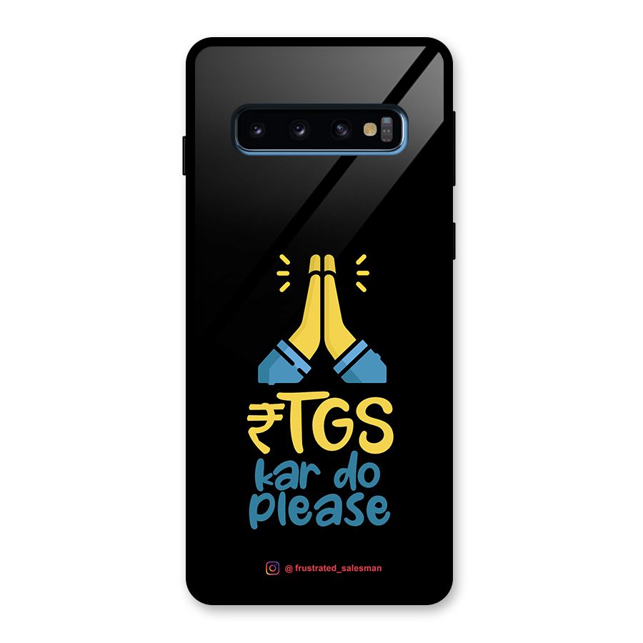 RTGS Kar Do Please Black Glass Back Case for Galaxy S10