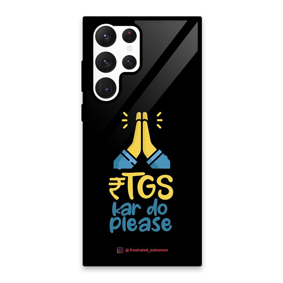 RTGS Kar Do Please Black Glass Back Case for Galaxy S22 Ultra 5G