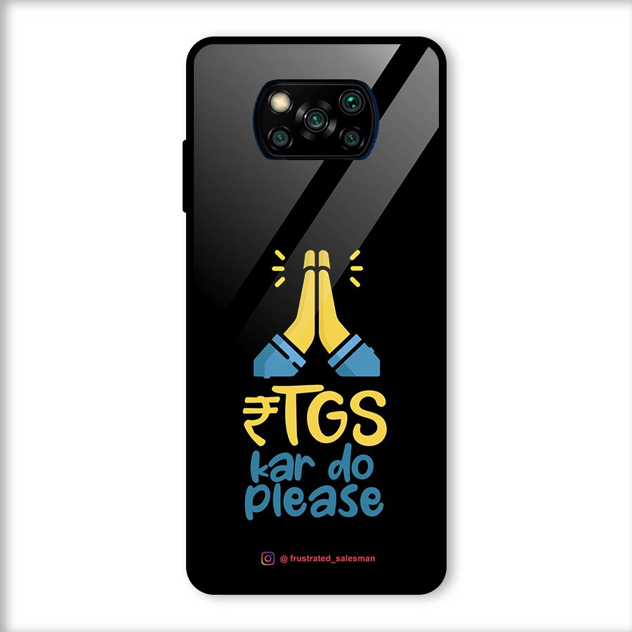 RTGS Kar Do Please Black Glass Back Case for Poco X3