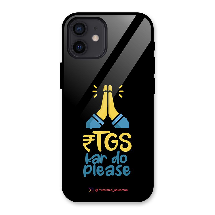 RTGS Kar Do Please Black Glass Back Case for iPhone 12