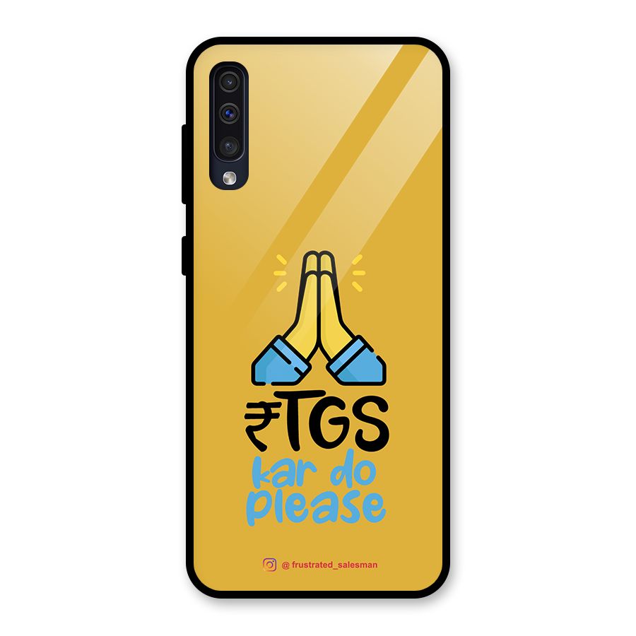 RTGS Kar Do Please Mustard Yellow Glass Back Case for Galaxy A30s