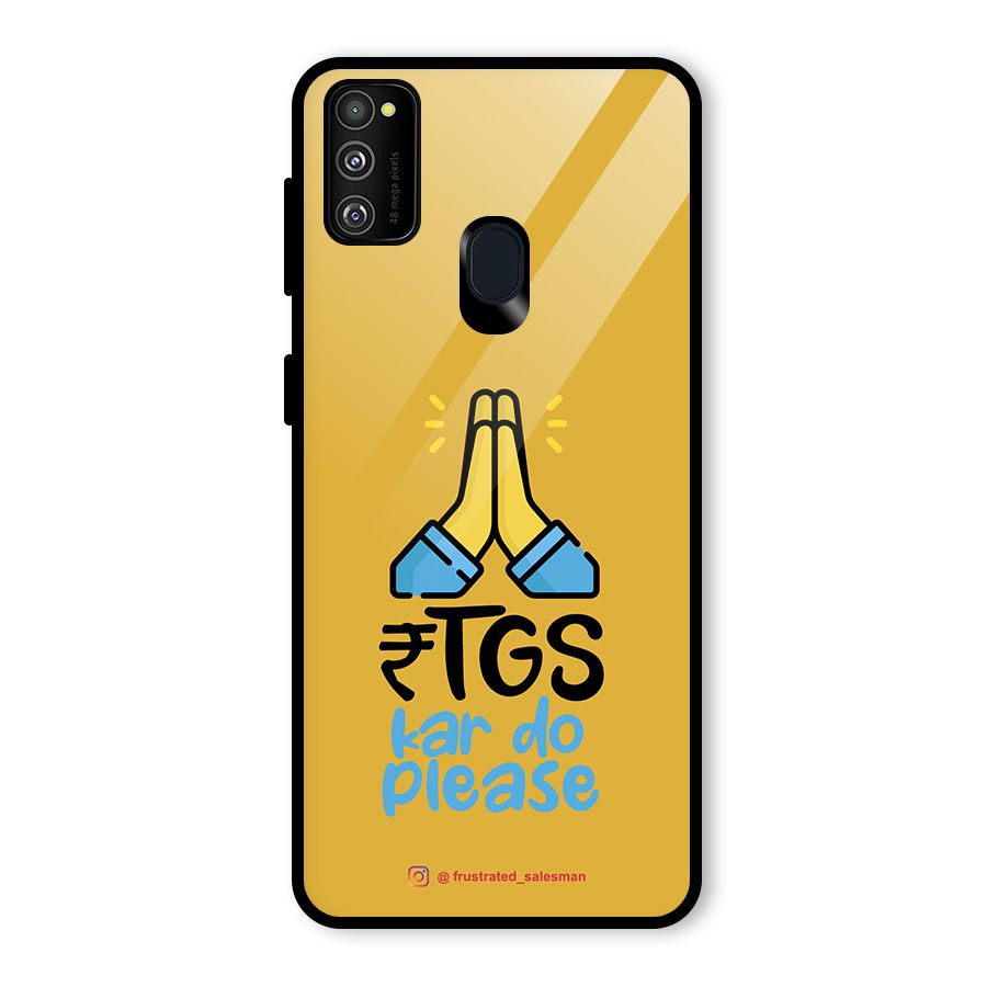RTGS Kar Do Please Mustard Yellow Glass Back Case for Galaxy M30s