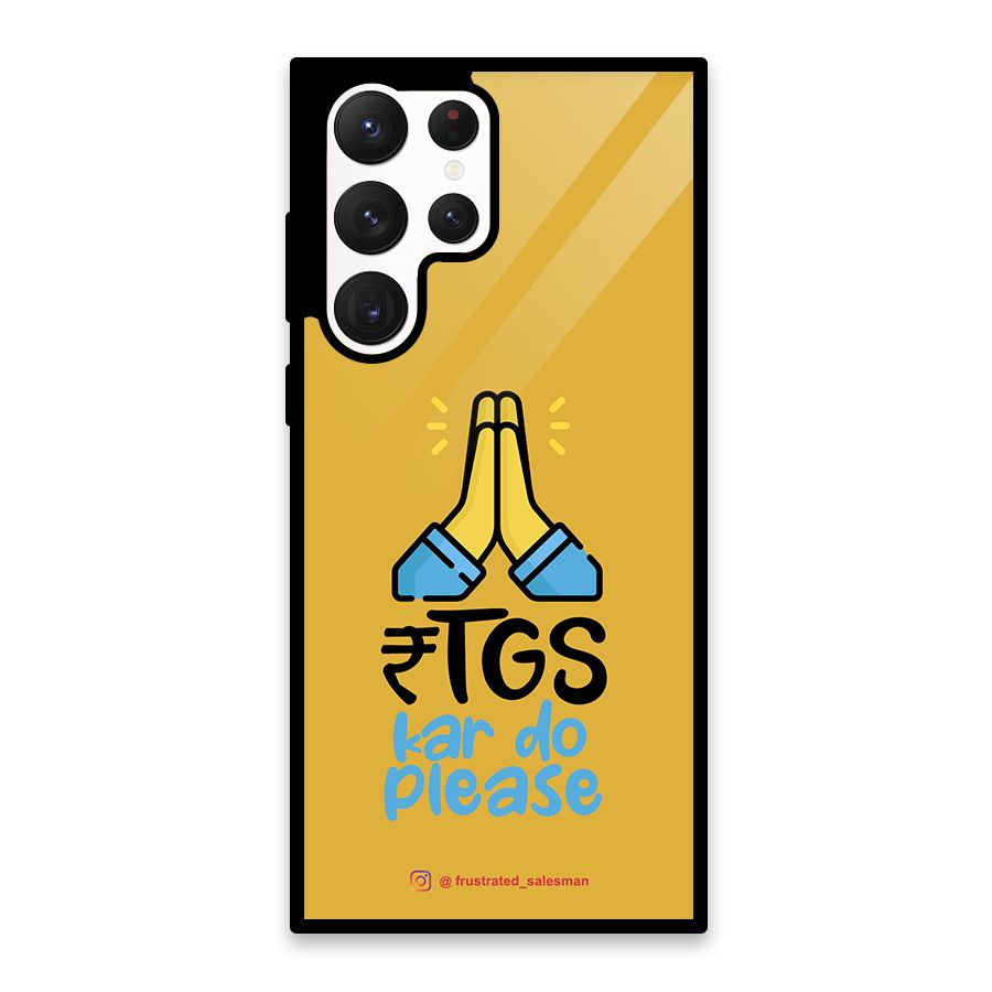 RTGS Kar Do Please Mustard Yellow Glass Back Case for Galaxy S22 Ultra 5G