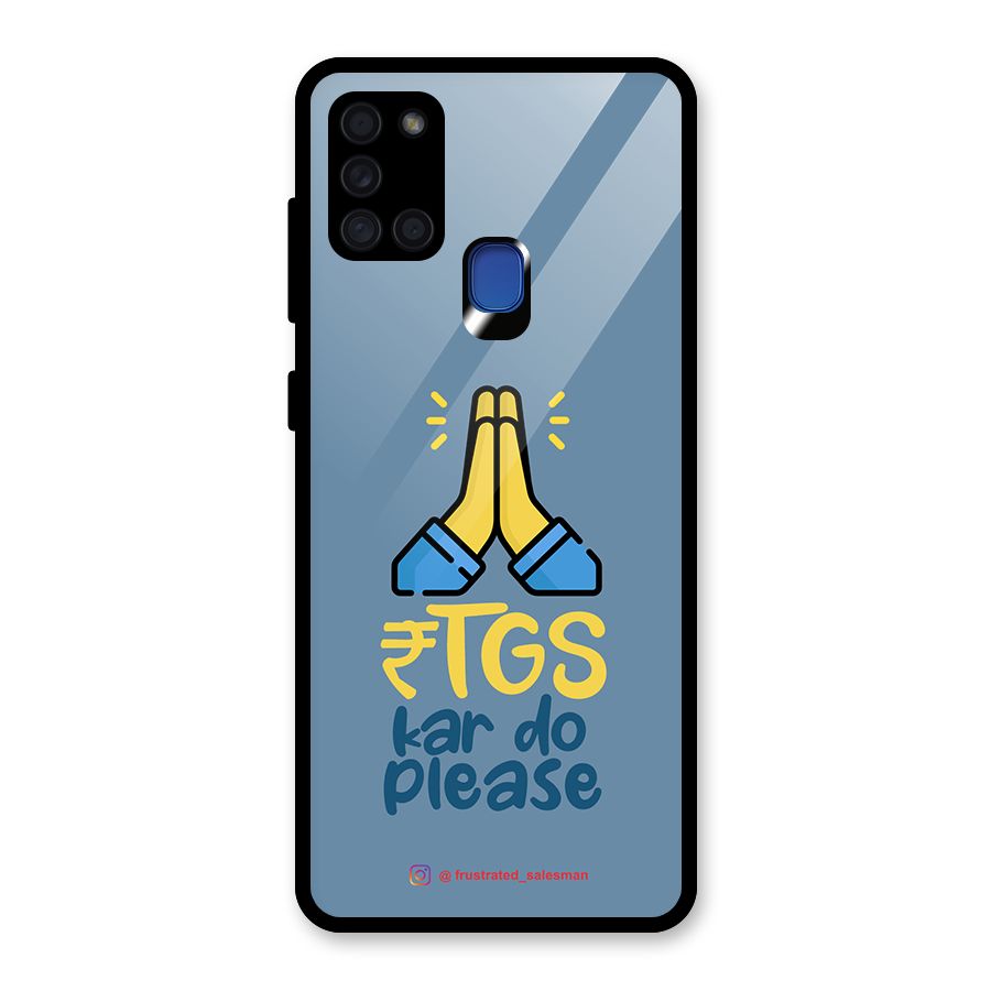 RTGS Kar Do Please SteelBlue Glass Back Case for Galaxy A21s