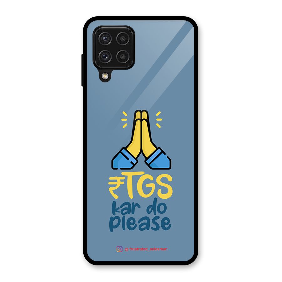 RTGS Kar Do Please SteelBlue Glass Back Case for Galaxy A22 4G