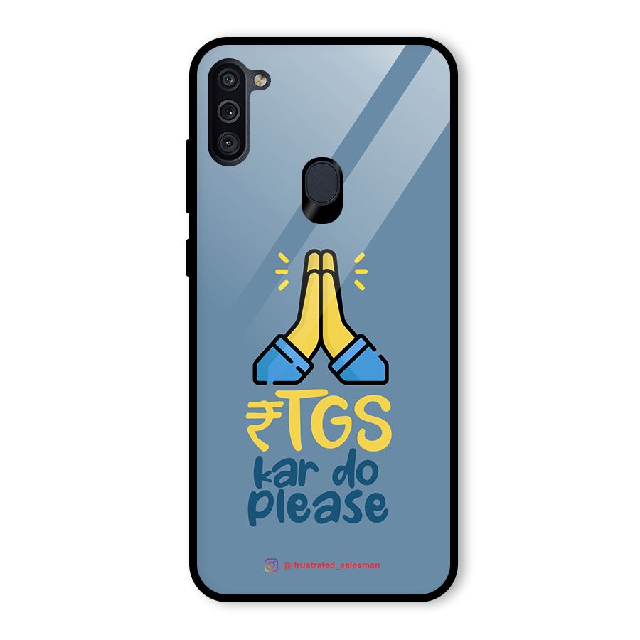 RTGS Kar Do Please SteelBlue Glass Back Case for Galaxy M11