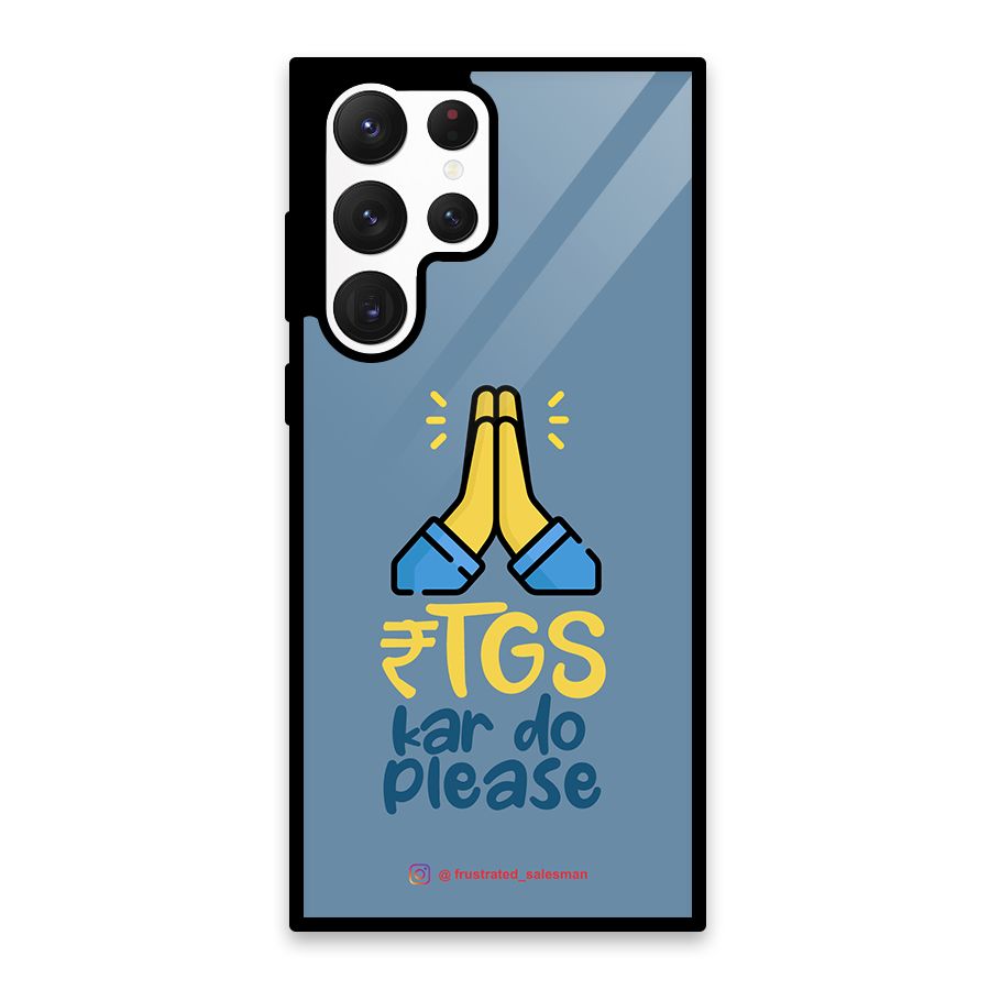 RTGS Kar Do Please SteelBlue Glass Back Case for Galaxy S22 Ultra 5G
