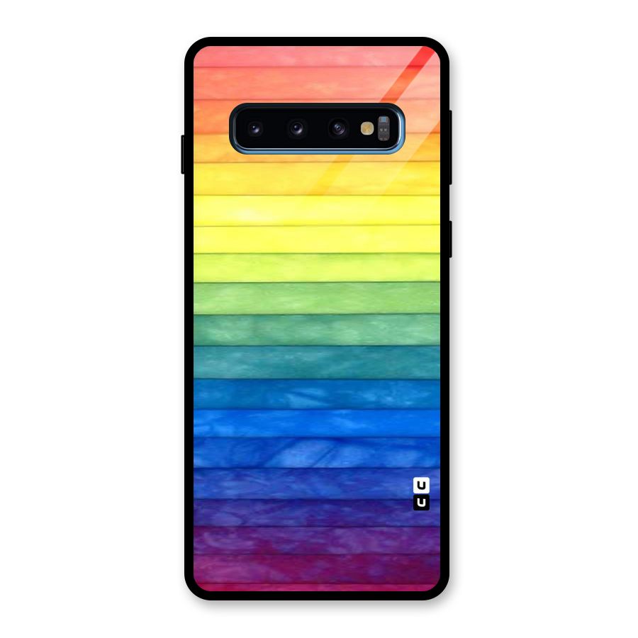 Rainbow Colors Stripes Glass Back Case for Galaxy S10