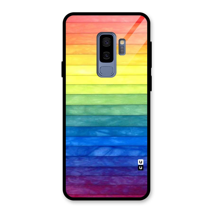 Rainbow Colors Stripes Glass Back Case for Galaxy S9 Plus