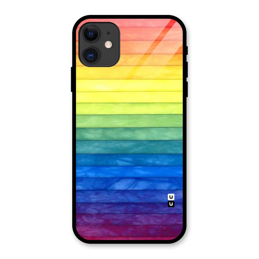 Rainbow Colors Stripes Glass Back Case for iPhone 11