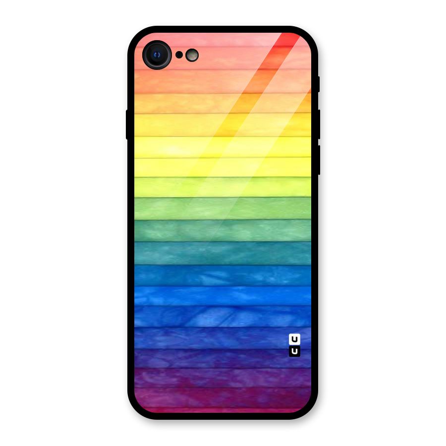 Rainbow Colors Stripes Glass Back Case for iPhone 7