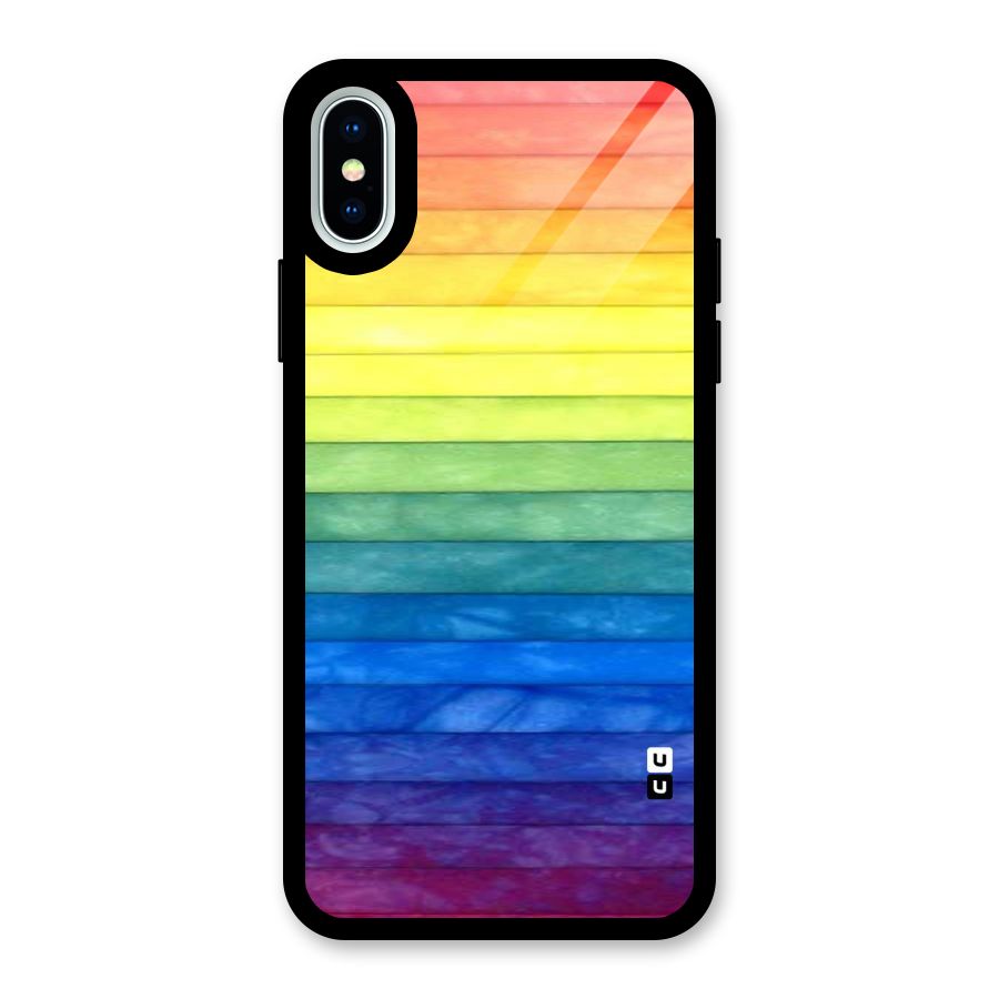 Rainbow Colors Stripes Glass Back Case for iPhone X