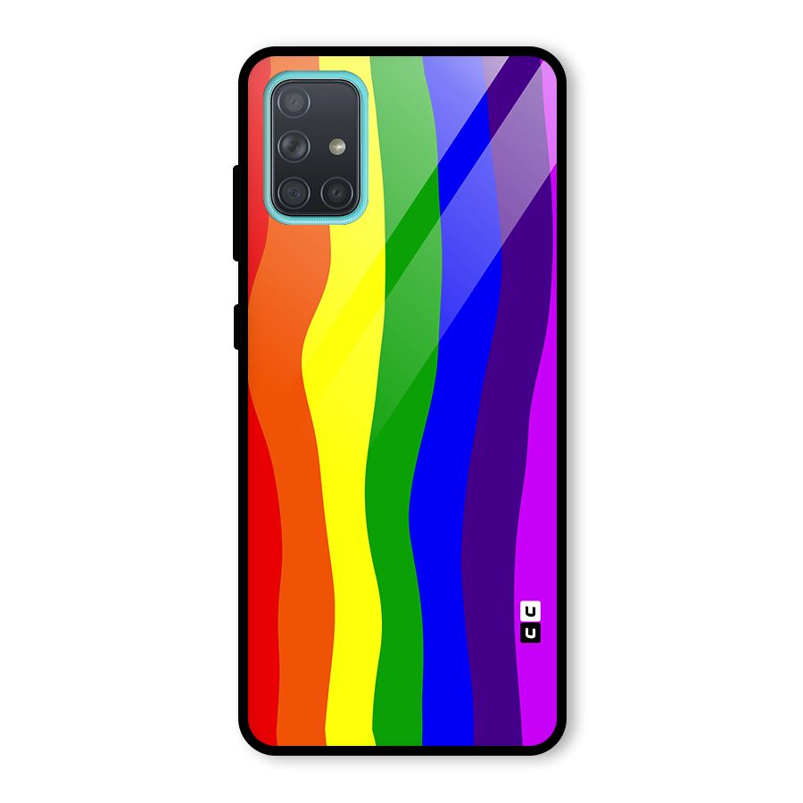 Rainbow Curves Glass Back Case for Galaxy A71