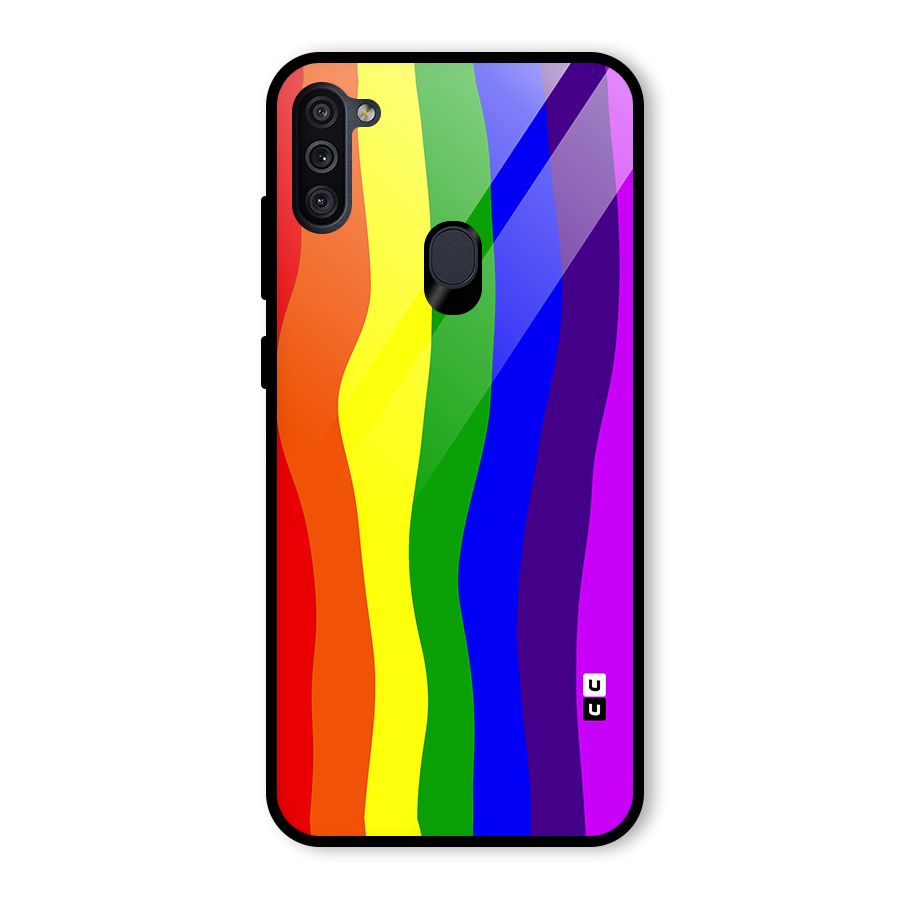 Rainbow Curves Glass Back Case for Galaxy M11
