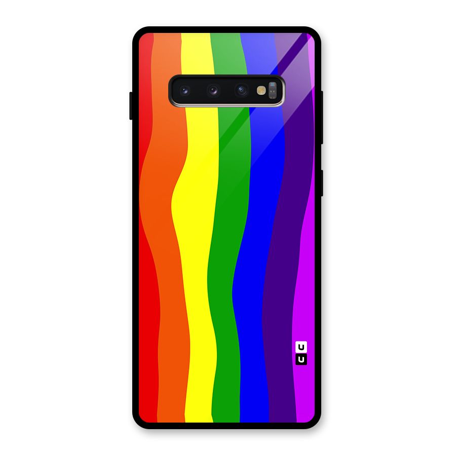 Rainbow Curves Glass Back Case for Galaxy S10 Plus