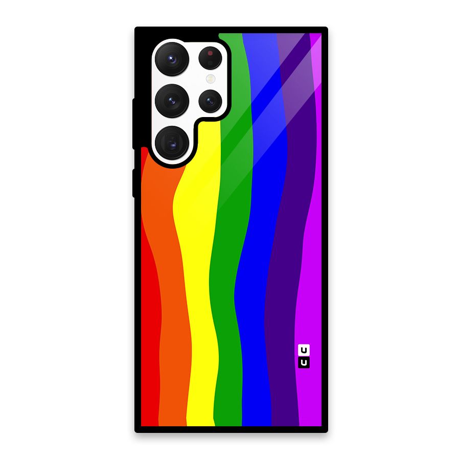 Rainbow Curves Glass Back Case for Galaxy S22 Ultra 5G