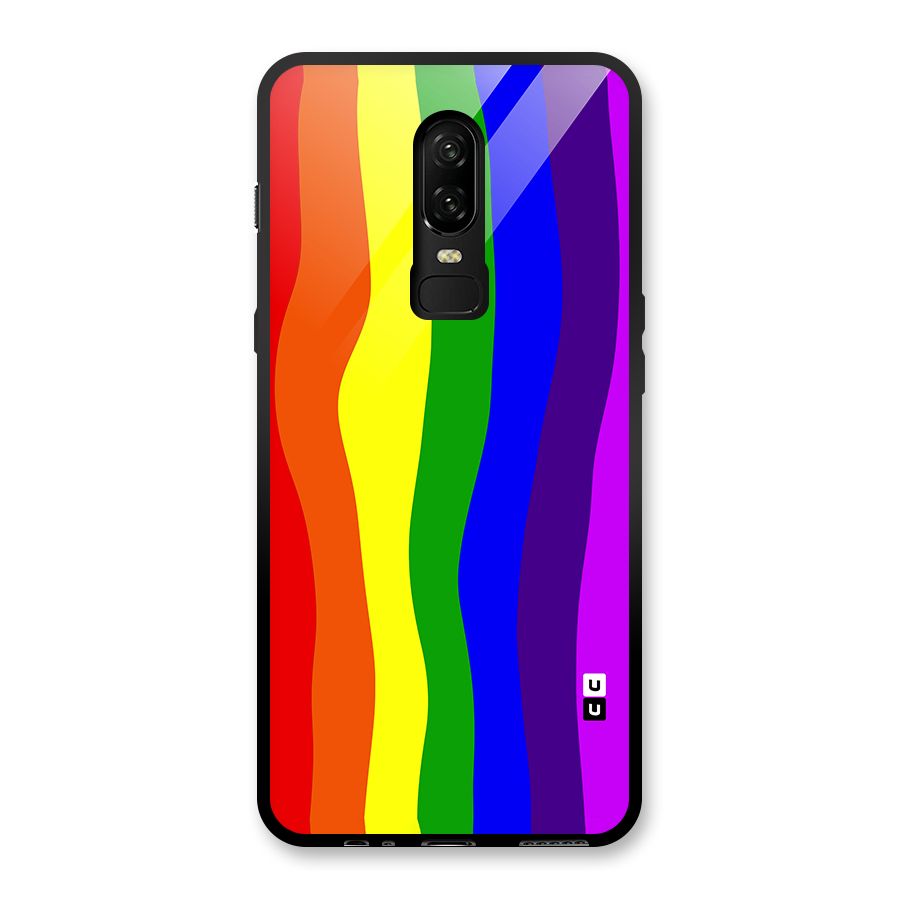 Rainbow Curves Glass Back Case for OnePlus 6