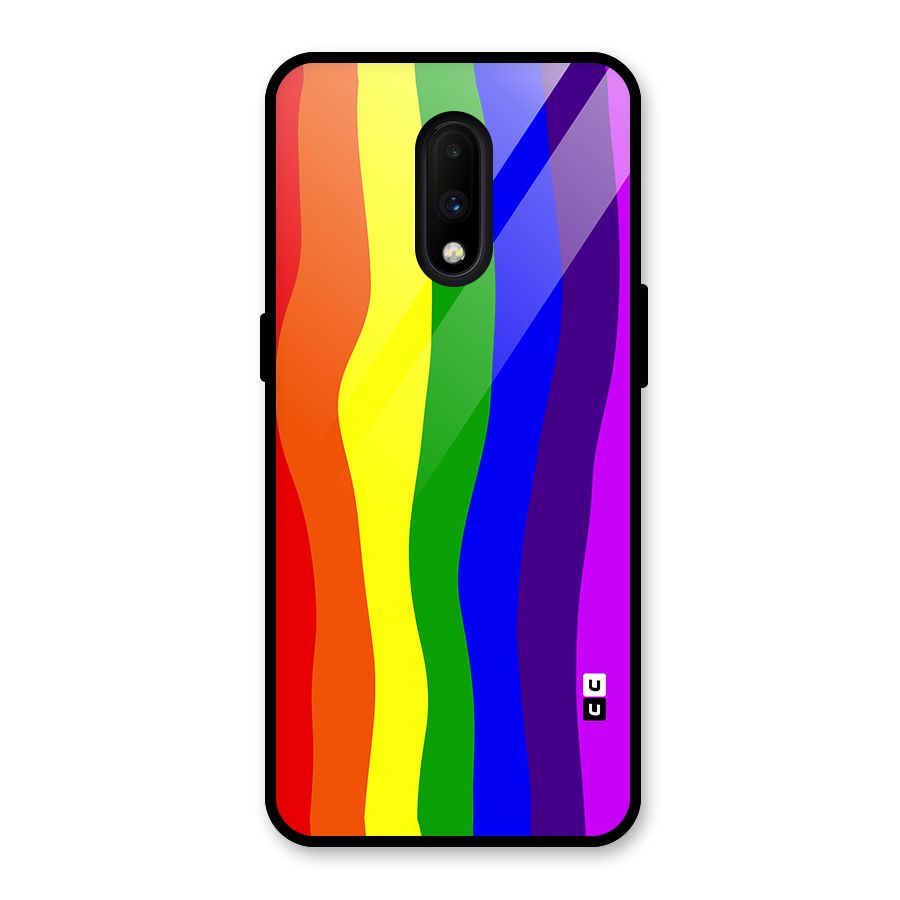 Rainbow Curves Glass Back Case for OnePlus 7