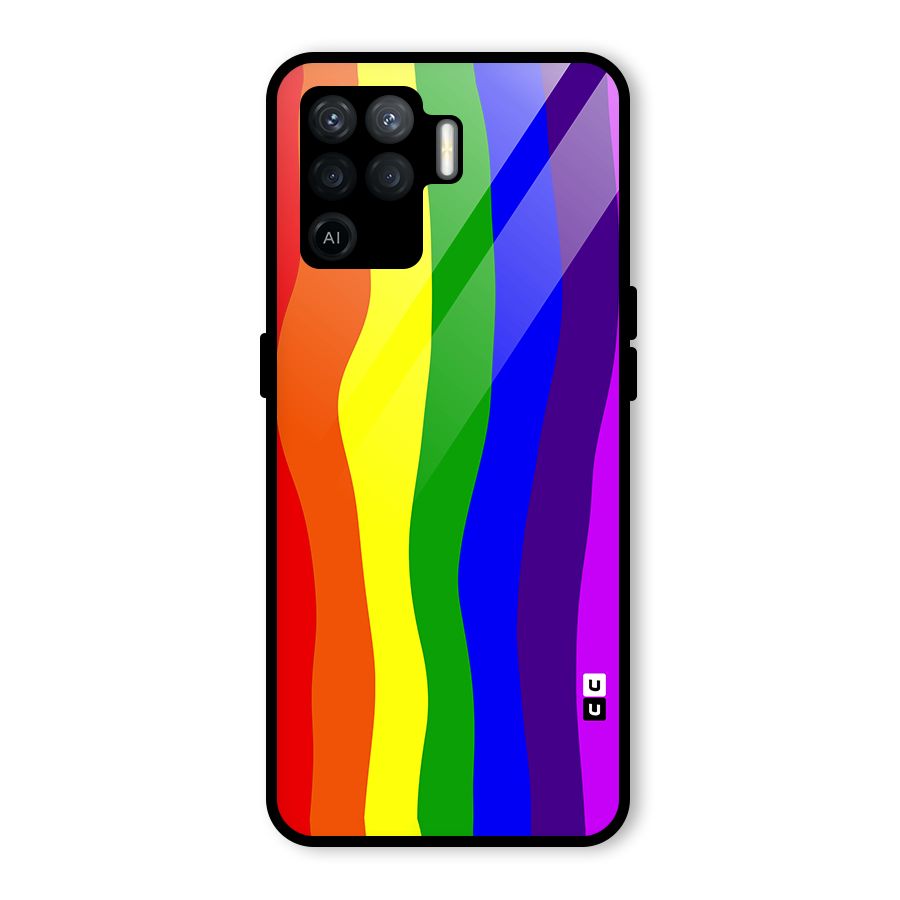 Rainbow Curves Glass Back Case for Oppo F19 Pro