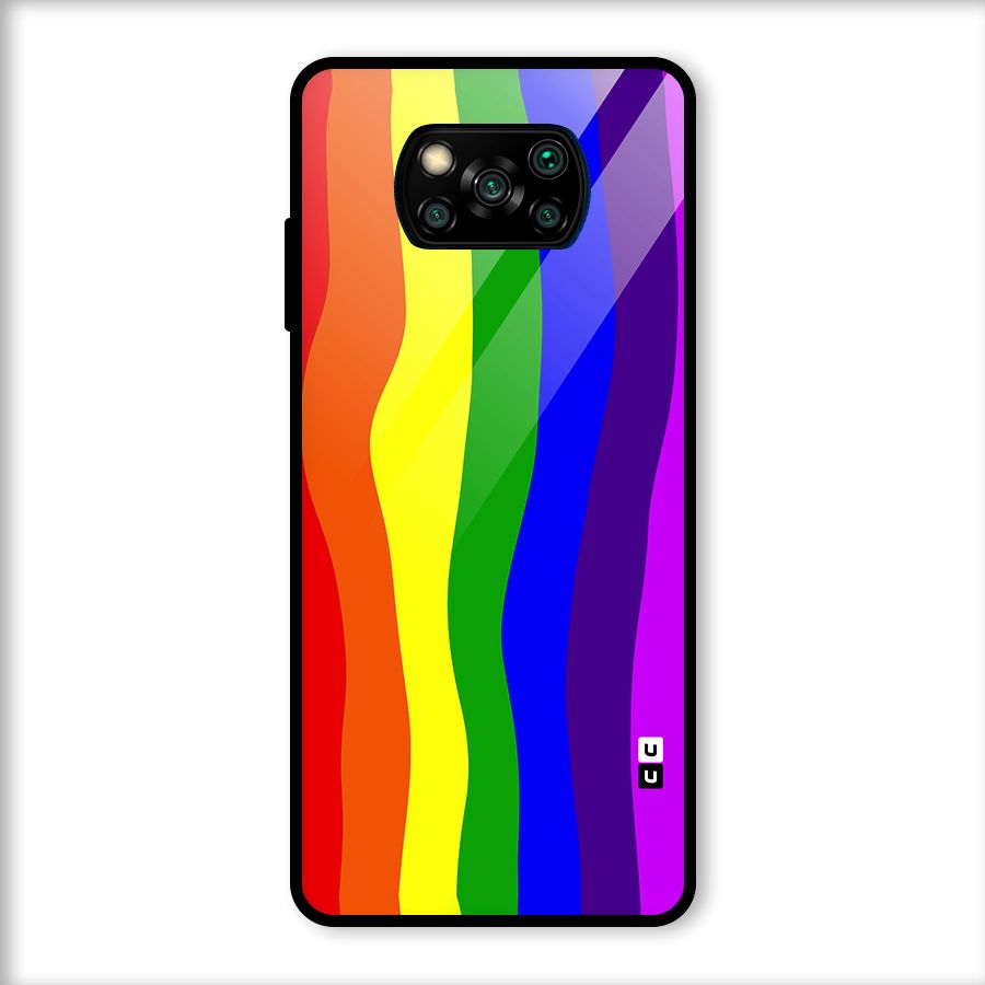 Rainbow Curves Glass Back Case for Poco X3