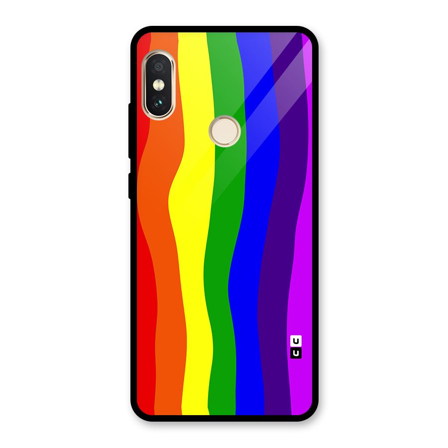 Rainbow Curves Glass Back Case for Redmi Note 5 Pro