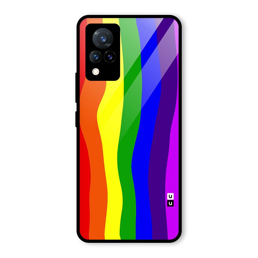 Rainbow Curves Glass Back Case for Vivo V21 5G