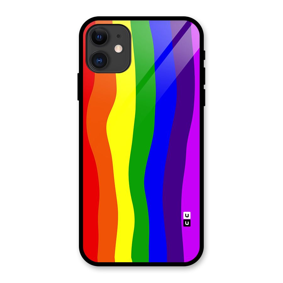 Rainbow Curves Glass Back Case for iPhone 11