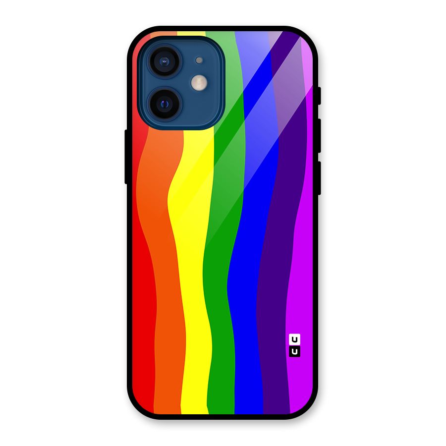 Rainbow Curves Glass Back Case for iPhone 12 Mini