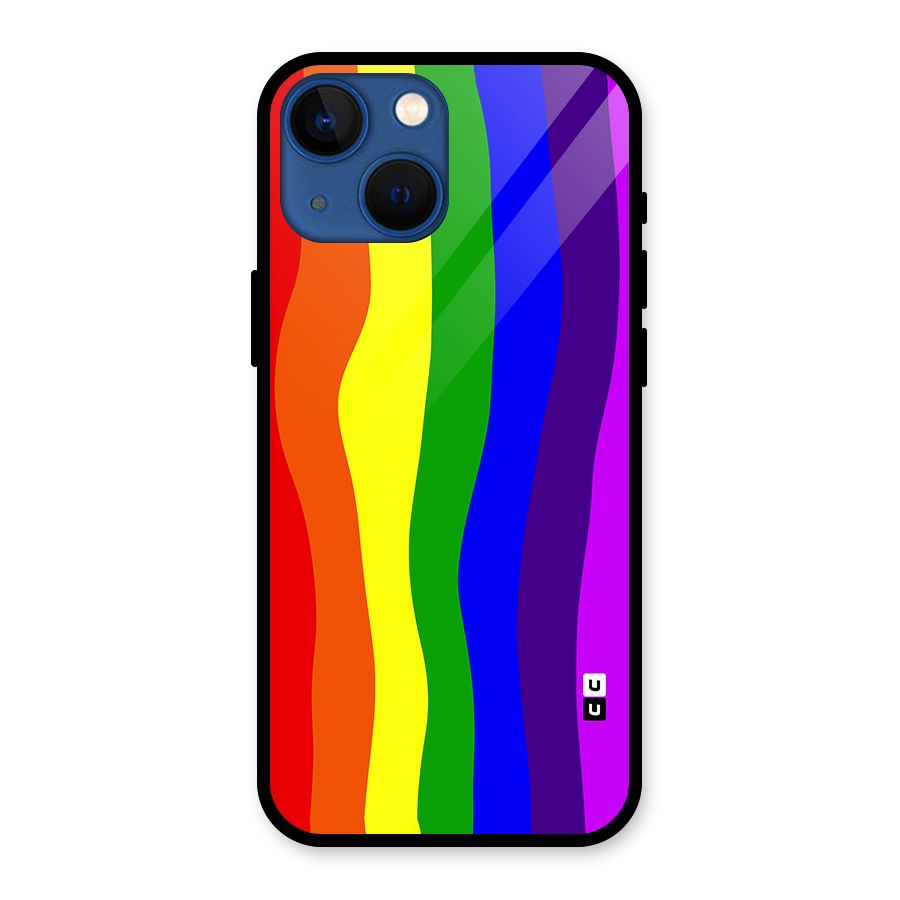 Rainbow Curves Glass Back Case for iPhone 13 Mini