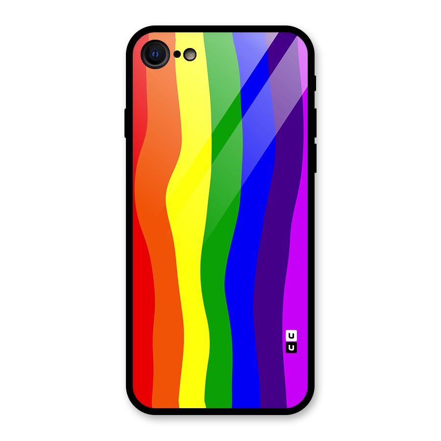 Rainbow Curves Glass Back Case for iPhone 7