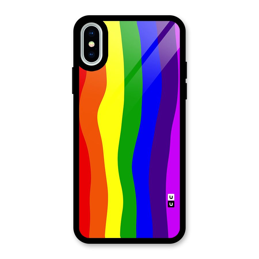 Rainbow Curves Glass Back Case for iPhone XS