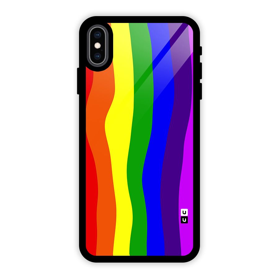 Rainbow Curves Glass Back Case for iPhone XS Max