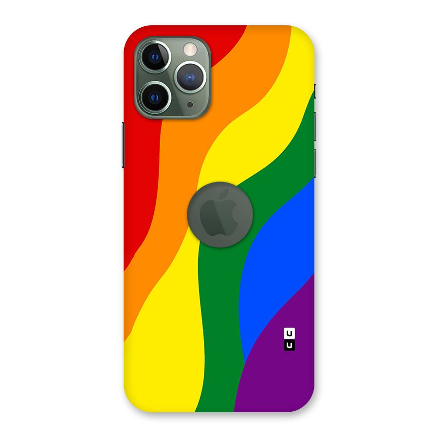 Rainbow Slant Curves Back Case for iPhone 11 Pro Logo  Cut