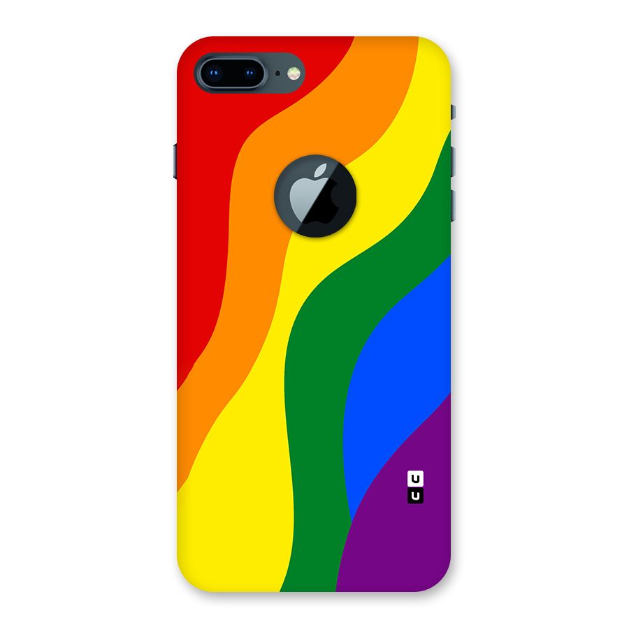 Rainbow Slant Curves Back Case for iPhone 7 Plus Logo Cut