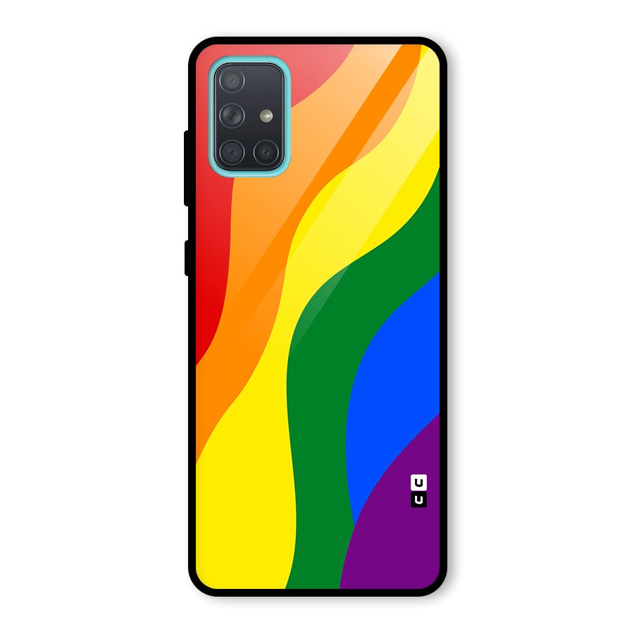 Rainbow Slant Curves Glass Back Case for Galaxy A71